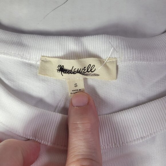 Madewell Women White Ester Side Slit Oversized Cotton T-Shirt Size Small - Picture 2 of 7